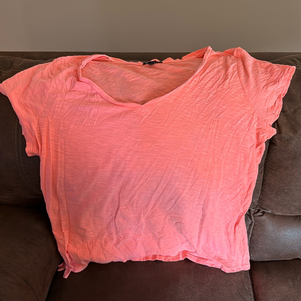 Gap Neon Orange V Neck Tee
